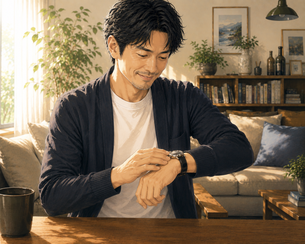 愛着を持って時計を楽しんでいるイメージ