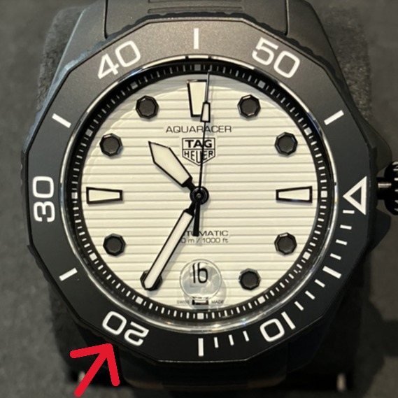 逆回転防止ベゼル　分針が指したベゼルの数字が経過時間