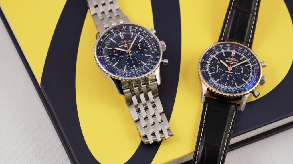 ブライトリング「ナビタイマー」が二本並んだ様子。