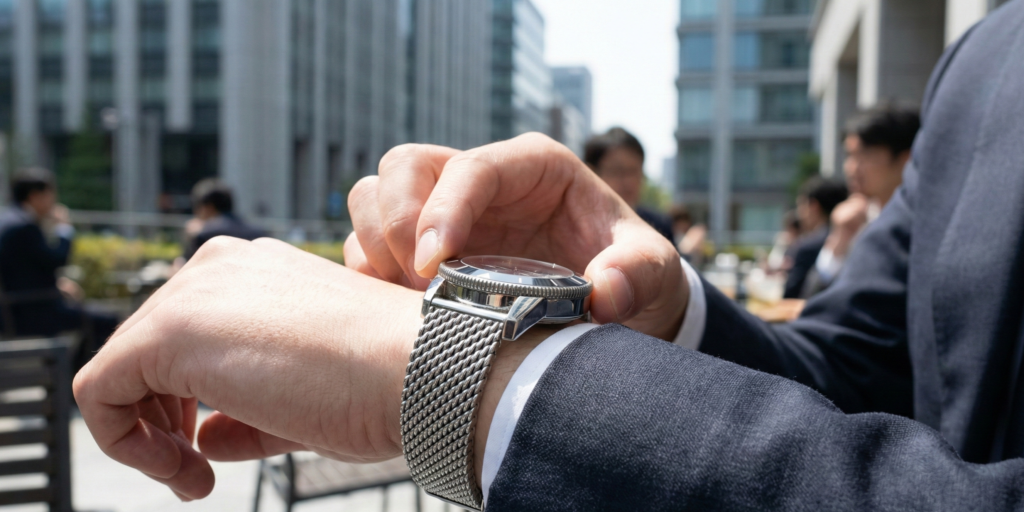 昼休憩の時間管理に逆回転防止ベゼルを活用する