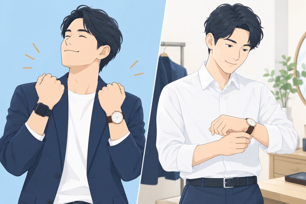併用が向いている人と、日替わりで切り替える人のイラスト