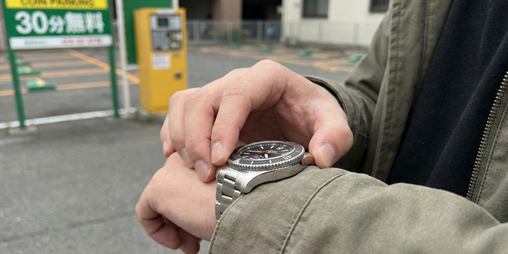 コインパーキングの時間管理に逆回転防止ベゼルを活用する