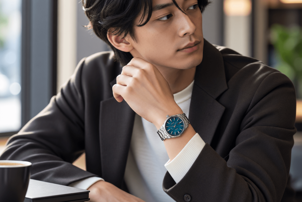 腕時計をつけた20代男性