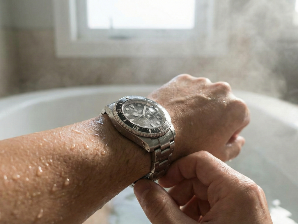 お風呂で腕時計を使用しているイメージ画像