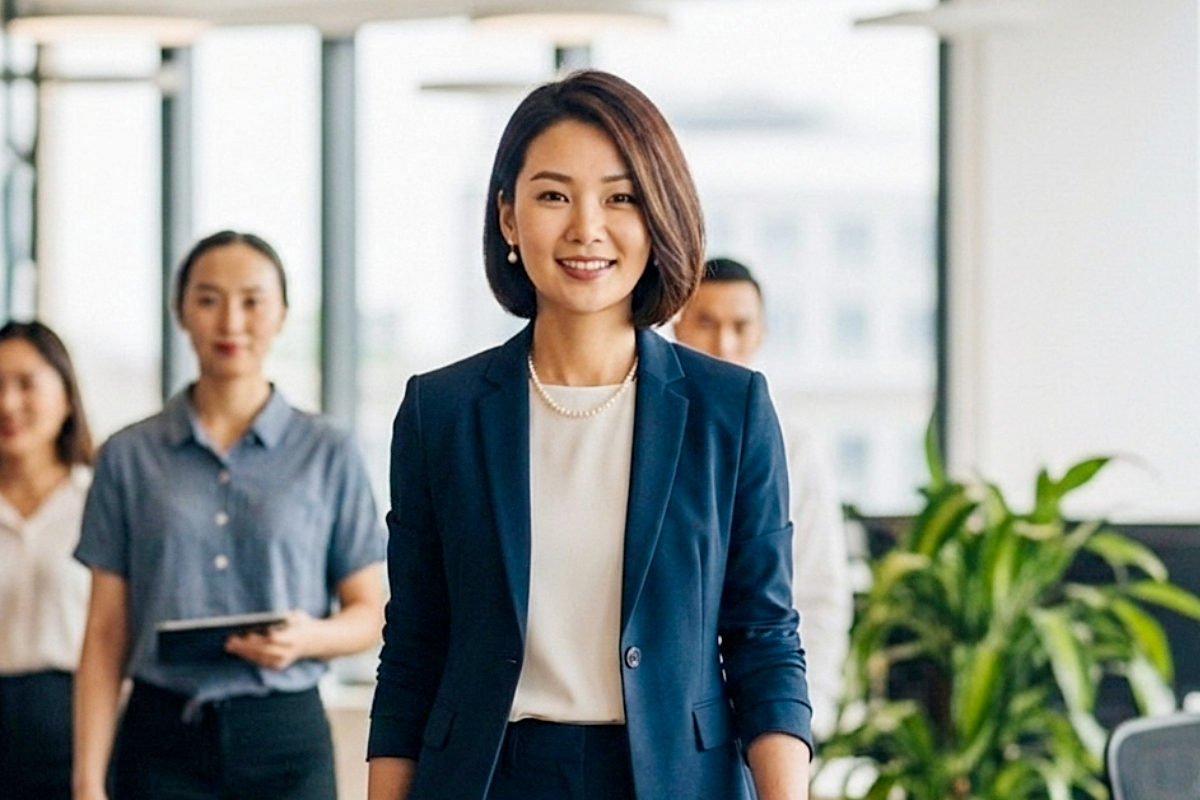 アコヤパールを着けた女性