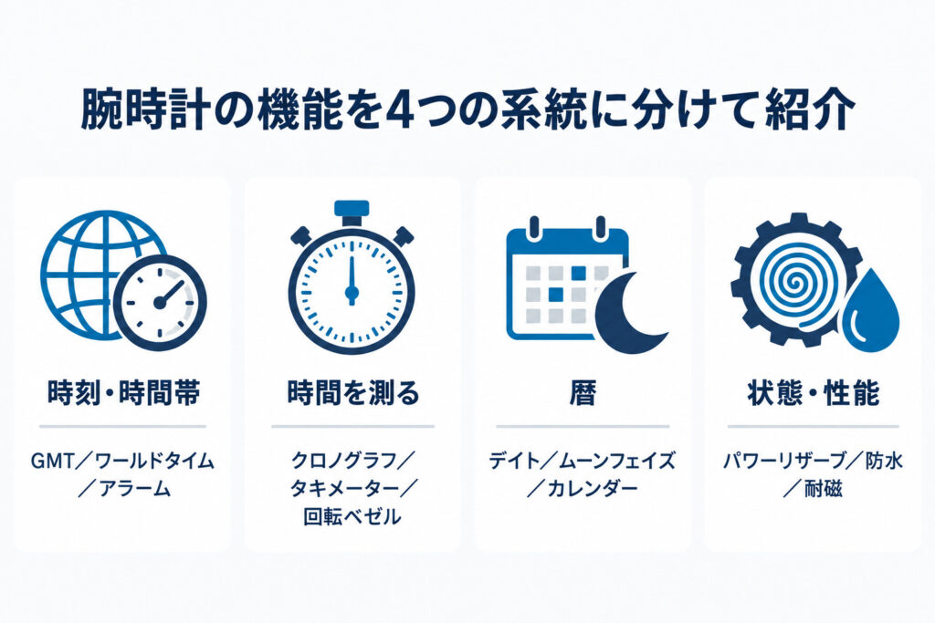 腕時計の機能は「4つの系統」で整理すると分かりやすい