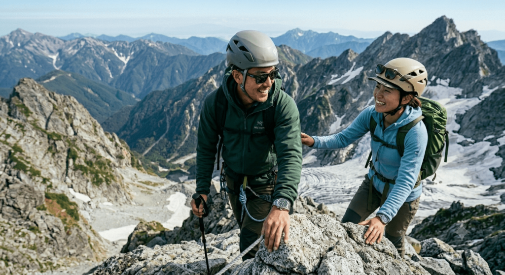 アルピニストを着けた登山家
