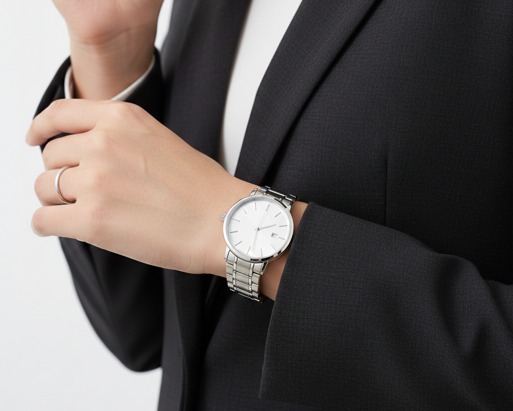 腕時計を着けた女性の腕元