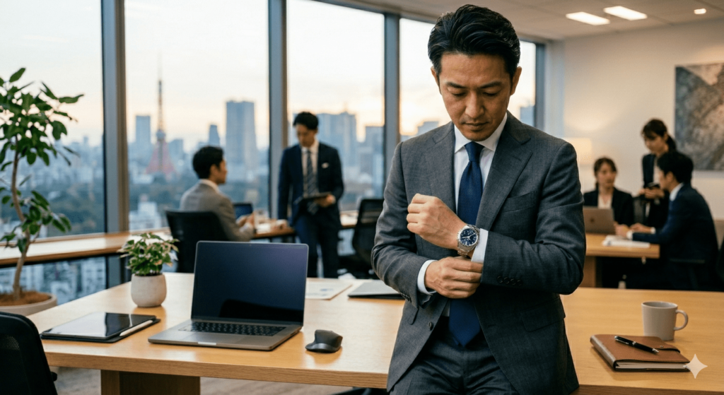 グランドセイコーの時計を着けた男性