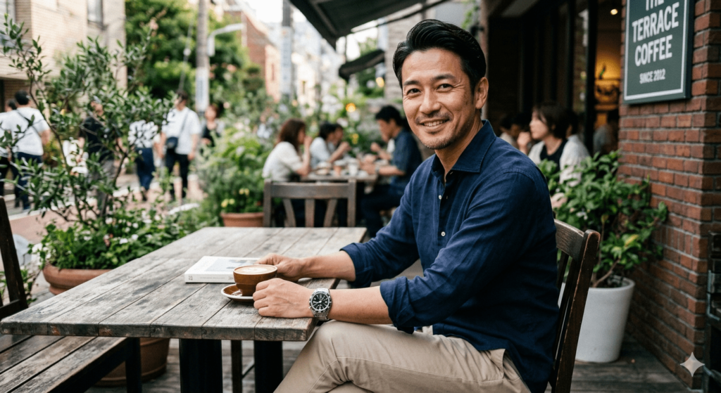 グランドセイコーの時計を着けた男性