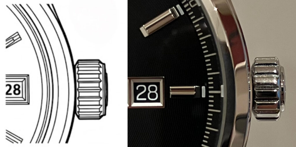 腕時計のリューズ、基本位置