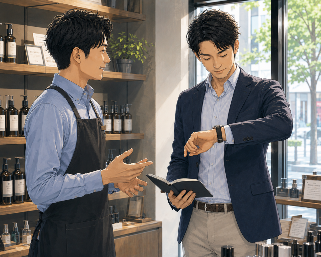 腕時計を着用する営業職のイメージ