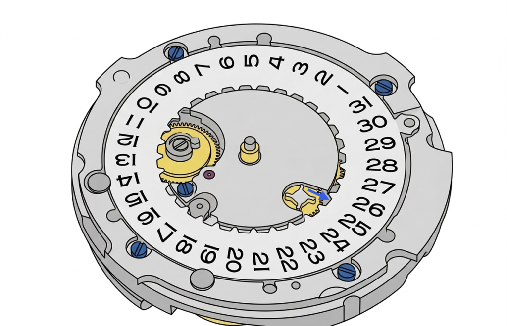 腕時計のカレンダー機構 カレンダー早送りの仕組み