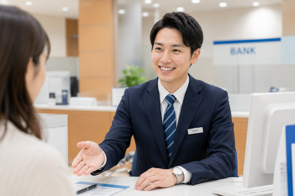 銀行で働く男性のイメージ